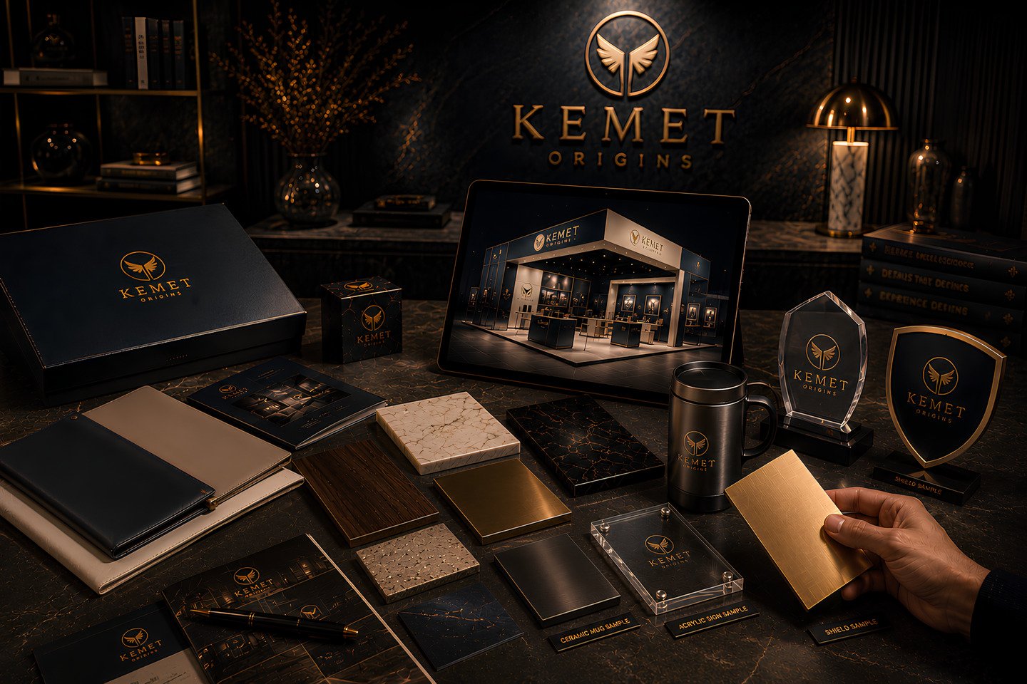 KEMET Origins material board and brand samples